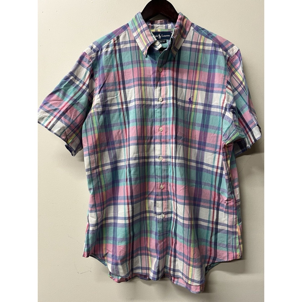 Polo Ralph Lauren Button Down Short Sleeve Easter Pastel Shirt Size Large